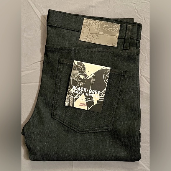 Naked & Famous Denim Other - Naked & Famous - Black x Grey Stretch Selvedge Denim Jeans - SuperSkinny Guy 38